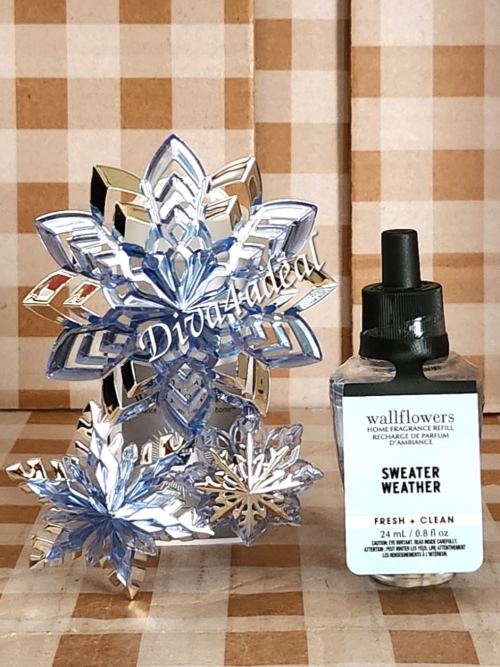 Bath & Body Works PAPER SNOWFLAKES Nightlight Wallflower Plug & Refill Bundle
